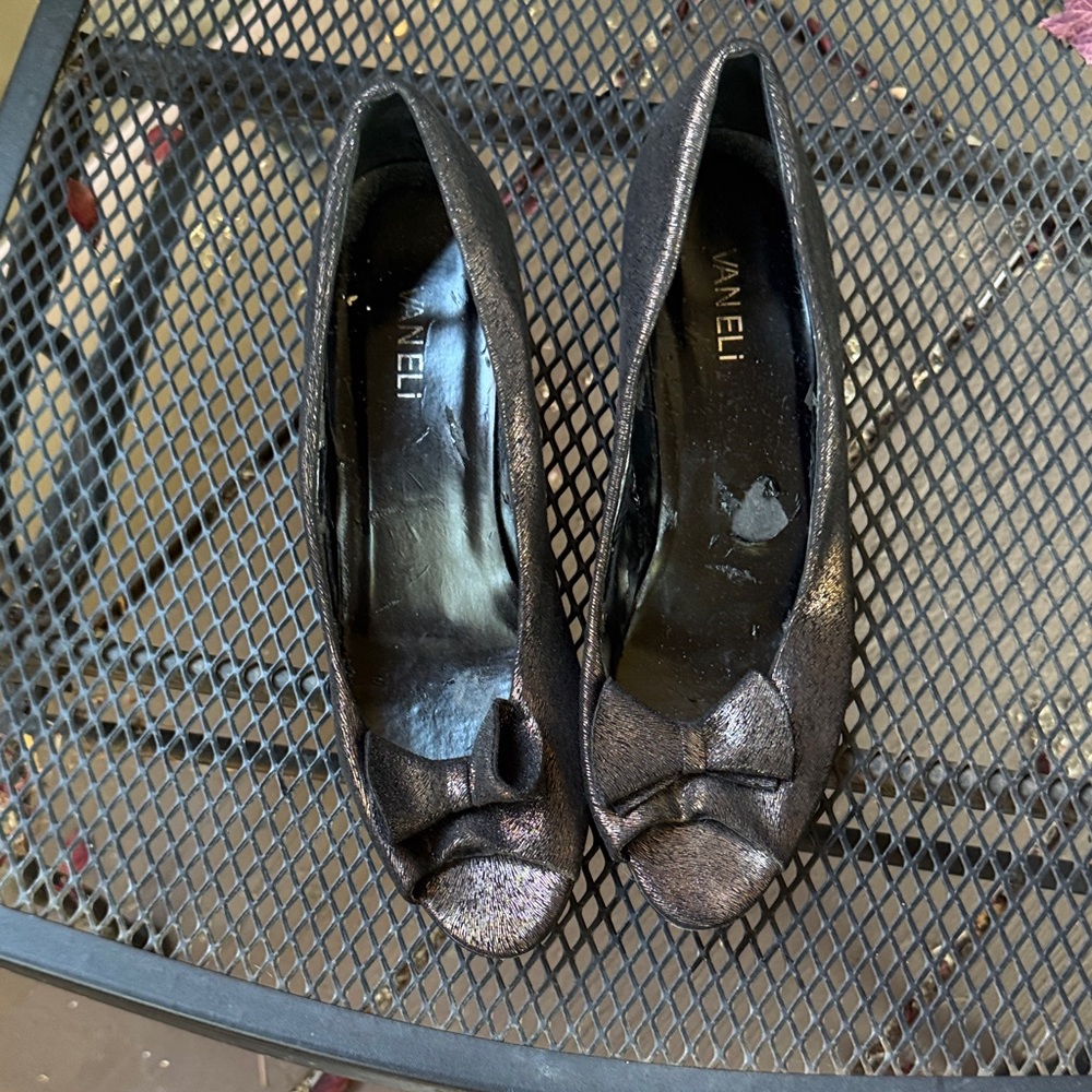 Vaneli Metallic Bronze Peep-Toe Flats